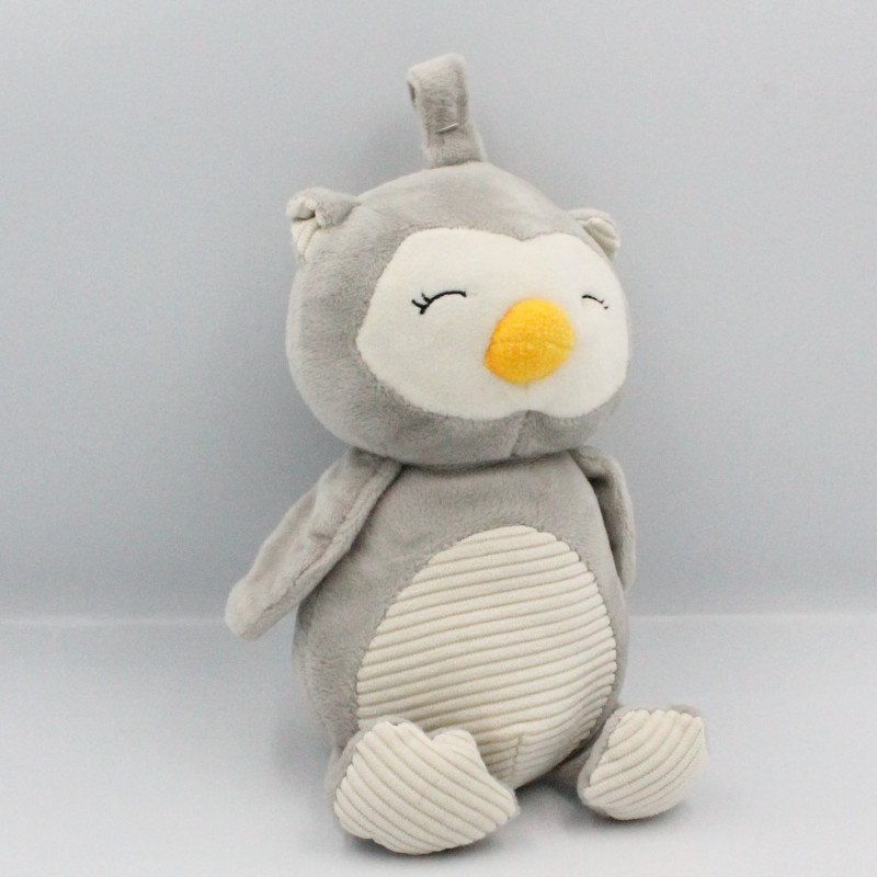 Doudou hibou chouette gris blanc KELLYTOYS