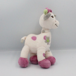 Doudou Girafe blanche rose gris vert fleur Arthur et Lola LOT DE 2