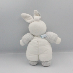 Doudou lapin blanc gris rayé TARTINE ET CHOCOLAT