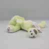 Doudou chien couché vert cocard blanc OBAIBI