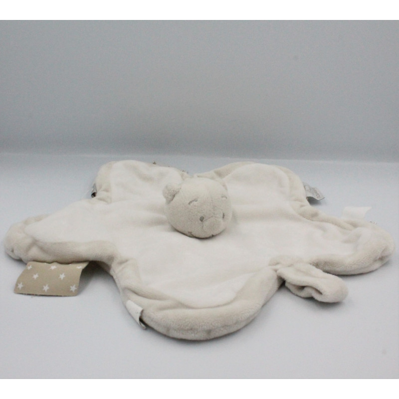 Doudou plat étoile ours gris beige NOUKIE'S