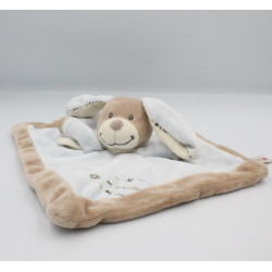 Doudou plat carré lapin beige bleu NICOTOY
