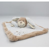Doudou plat carré lapin beige bleu NICOTOY