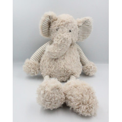 Doudou éléphant beige gris blanc rayé ATMOSPHERA