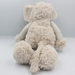 Doudou éléphant beige gris blanc rayé ATMOSPHERA