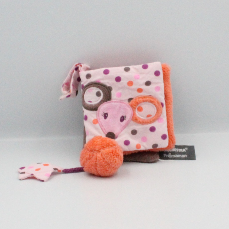 Doudou livre souris rose orange Souricette si coquette PREMAMAN