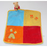 Doudou plat carré Winnie bleu rouge jaune abeilles DISNEYLAND