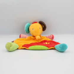 Doudou plat éléphant orange rouge vert bleu BABYSUN