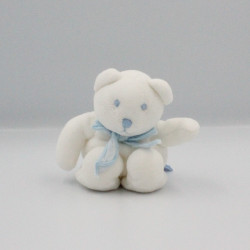 Petit Doudou ours blanc noeud bleu TARTINE ET CHOCOLAT