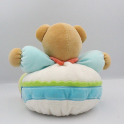 Doudou ours boule bleu blanc vert crocodile KALOO