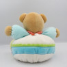 Doudou ours boule bleu blanc vert crocodile KALOO