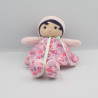 Doudou poupée blanc rose mauve fleurs KALOO