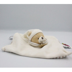 Doudou et compagnie plat ours blanc beige rayé Tatoo