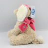 Doudou chien beige Scuba noeuds rose NOUKIE'S 17 cm 