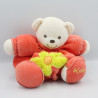 Doudou ours boule patapouf orange rouge fleur verte KALOO
