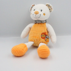 Doudou ours orange blanc oiseau NICOTOY