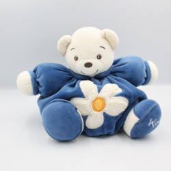 Doudou ours boule patapouf bleu fleur blanche KALOO