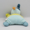 Doudou semi plat lapin chien bleu vert pois POMMETTE