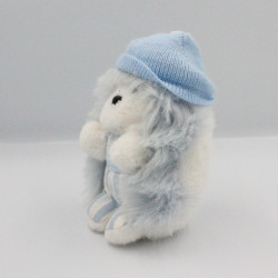 Doudou hérisson bleu bonnet en laine TARTINE ET CHOCOLAT