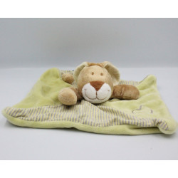 Doudou plat carré lapin rayé vert MOTS D'ENFANTS