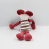 Doudou souris bordeaux rouge rayé SUCRE D'ORGE