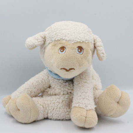 Doudou mouton blanc foulard bleu COOPER