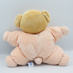 Doudou semi plat ours rose orange coeur jaune NOUNOURS