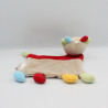 Doudou plat vache beige rouge bleu jaune SIPLEC MOTS D'ENFANTS