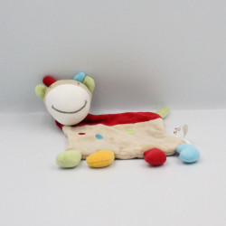 Doudou plat vache beige rouge bleu jaune SIPLEC MOTS D'ENFANTS