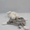 Doudou lapin blanc gris pois mouchoir POMMETTE