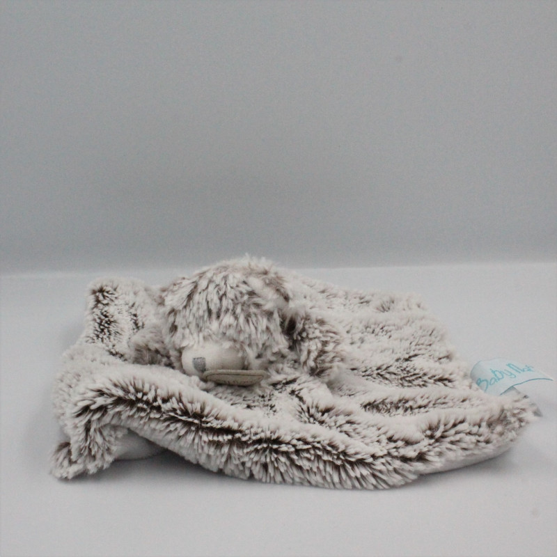 Doudou plat ours beige marron blanc Flocons BABY NAT