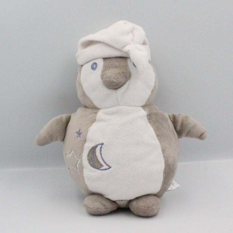 Doudou pingouin gris blanc GRAIN DE BLE