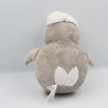 Doudou pingouin gris blanc GRAIN DE BLE