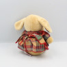 Doudou peluche chien beige robe carreaux NOUNOURS