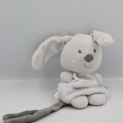 Doudou attache tétine lapin gris SUCRE D'ORGE