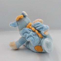 Doudou dragon bleu foulard orange BENGY 15 cm