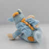 Doudou dragon bleu foulard orange BENGY 15 cm
