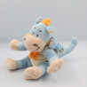 Doudou dragon bleu foulard orange BENGY 15 cm