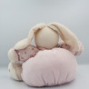 Doudou Lapin boule rose mauve fleurs ourson lilirose Kaloo