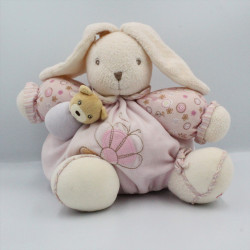 Doudou Lapin boule rose mauve fleurs ourson lilirose Kaloo