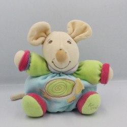 Doudou souris bleu vert rose mauve tortue KALOO