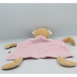 Doudou plat ours beige rose blanc rayé BESTEVER 2009