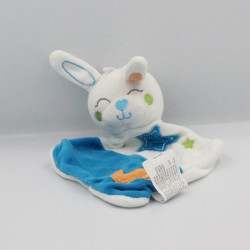 Doudou plat lapin bleu blanc étoile lune SIPLEC