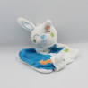 Doudou plat lapin bleu blanc étoile lune SIPLEC
