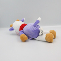 Doudou vache violet mauve écharpe rouge MILKA