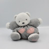 Doudou Ours gris rose oiseaux ZEN KALOO