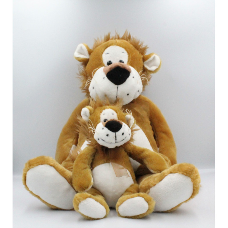 Grand Doudou peluche lion avec son bébé SYSTEME U