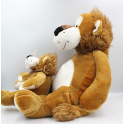Grand Doudou peluche lion avec son bébé SYSTEME U 55 cm