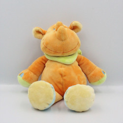Doudou rhinocéros orange jaune vert KIABI