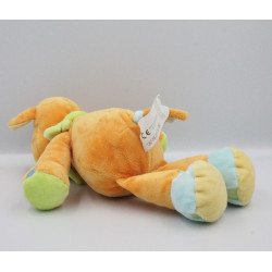 Doudou rhinocéros orange jaune vert KIABI